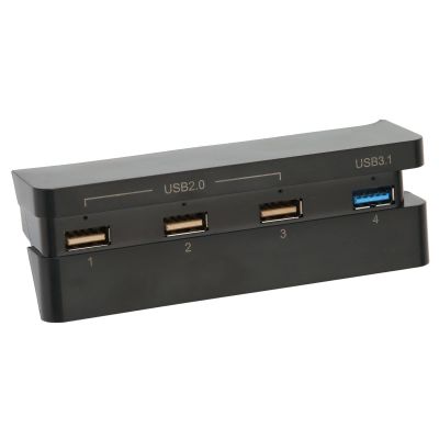 4 Ports USB Hub for PS4 Slim (Only), External USB Adapter Splitter USB 3.0 + 3 USB 2.0 for PS4 Accessories Charging and Data Transmission