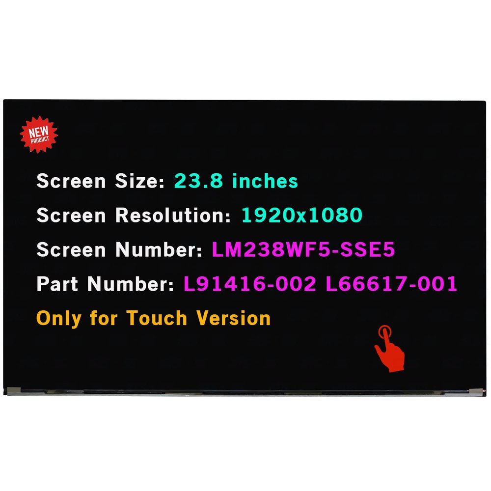 23.8" LCD Screen Replacement LM238WF5-SSE5 for HP 24-dp0014 24-dp1280 24-dp0124 24-dp0161 24-dp0224 24-dp0140z 24-dp0158qe 24-dp0160 24-dp0180 LM238WF5 SS E5 Touch Display Panel 1920x1080 FHD