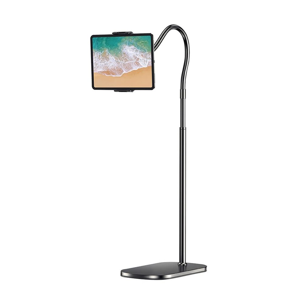 GENYS Retractable Tablet Stand Universal Tablet Gooseneck Floor Stand,Height Adjustable,Gooseneck Holder for 4-10.9" Device,Flexible Arms and Stable Base,Aluminum Alloy Stand (Size : 1.2m Height)