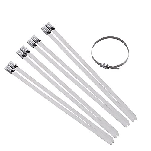 100PCS 7.9 * 100/200/250/300/350/400/500/600mm Stainless Steel Metal Cable Ties Tie Zip Wrap Exhaust Hetat Straps Induction Pipe (Color : 7.9mmx150mm)