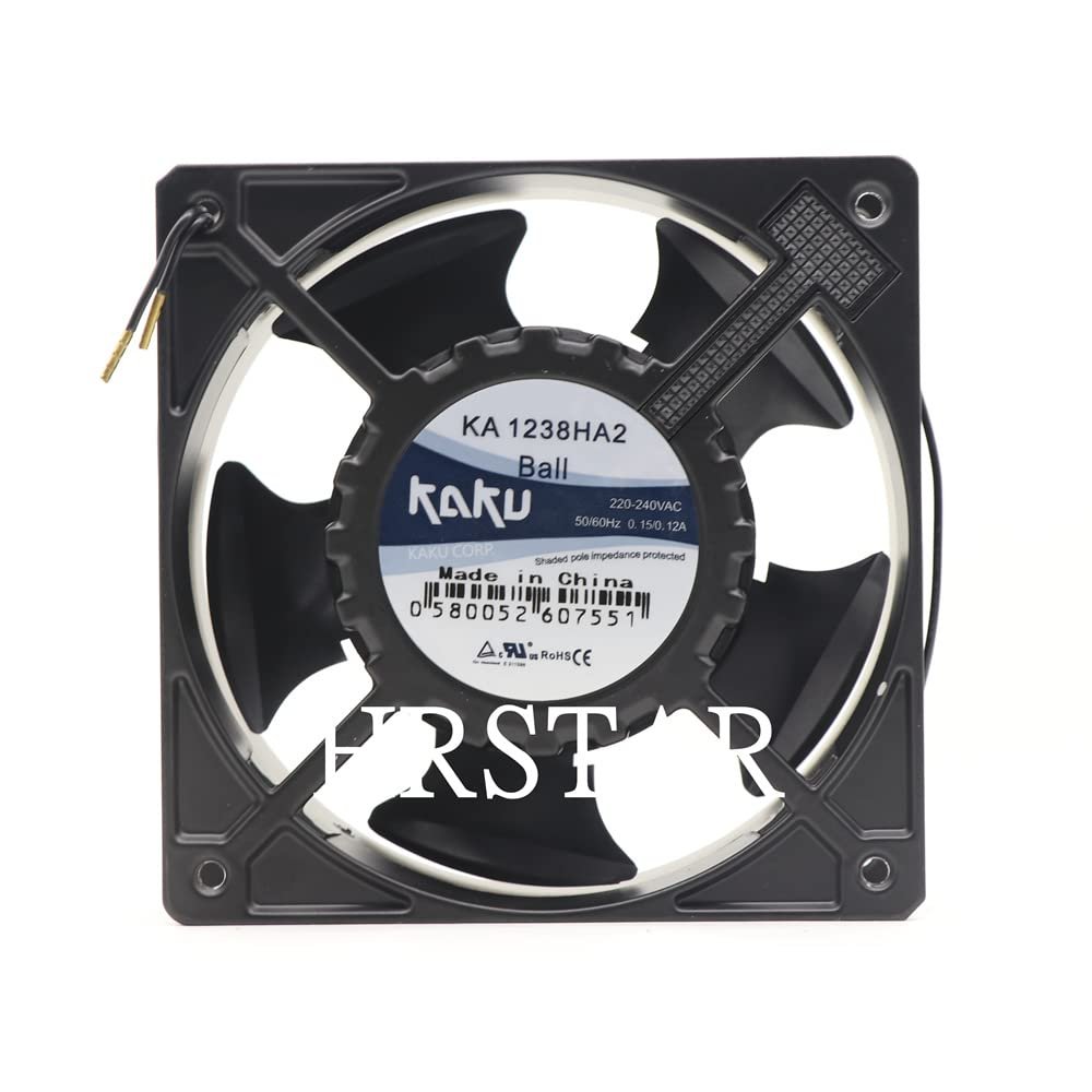 HRSTAR for KAKU KA1238HA2 220V-240VAC 50/60HZ 0.13/0.11A 21/18W 120X120X38mm 2700/3100RPM Ball 2 pin Wire Connector Chassis Cabinet Axial Cooling Fan