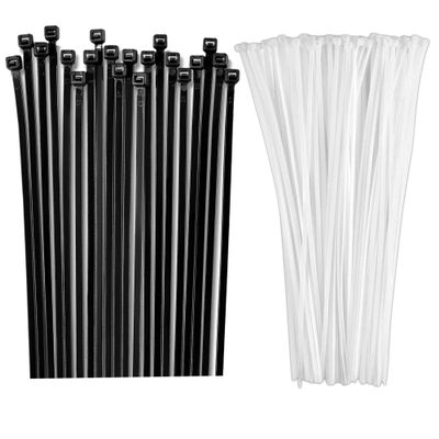 Bolt Dropper 15" Black and white Zip Cable Ties (100 Pack), 120lbs Tensile Strength - Heavy Duty, Self-Locking Premium Nylon Wire for Indoor and Outdoor