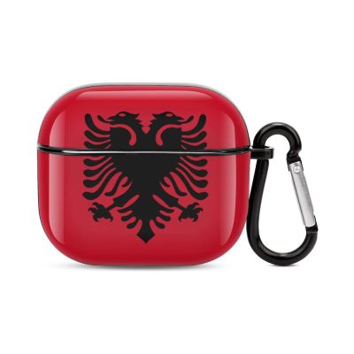 Albanian Flag Compatible with AirPods 3 Case Protective Cover, Cute Protective Shockproof Protective Cover with Keychain, Wireless Charging Box, Woman, Man