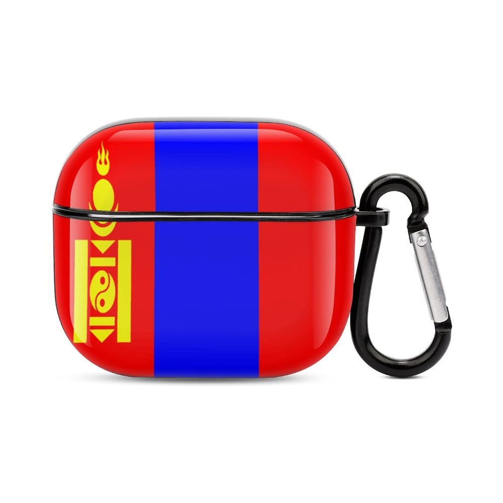 Mongolian Flag Compatible with AirPods 3 Case Protective Cover, Cute Protective Shockproof Protective Cover with Keychain, Wireless Charging Box, Woman, Man
