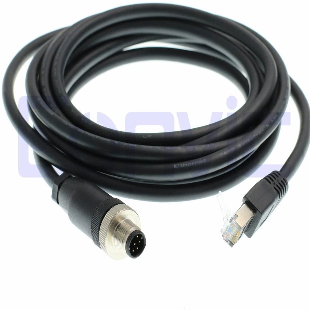 Eonvic M12 to RJ45 8Pin Male Ethernet Cables Gigabit Cognex Industrial Camera Shielded Cable High Flex Cables (10M)