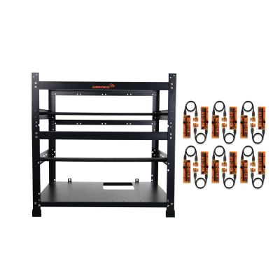 AAAwave 12GPU Mining Rig Frame (Black) and 12 x AAAwave PCIE Riser VER 011 PRO 1x to 16x Graphic Extension for GPU Mining