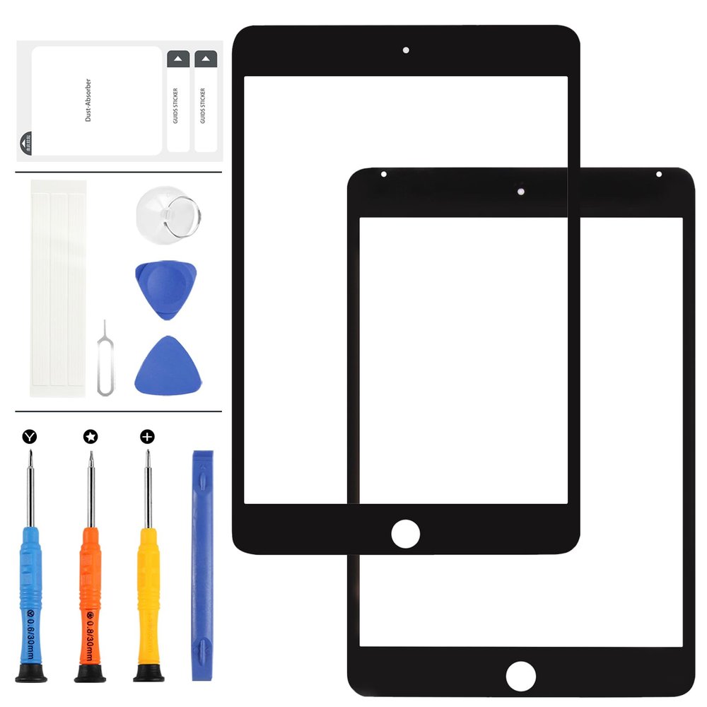 New for iPad Mini 4 2015 Screen Replacement A1538 A1550 7.9" Front Outer Glass Panel Lens Repair Parts Kit with Tools (Not LCD and Not Touch Digitizer) (Black)