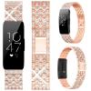 Miimall Compatible for Fitbit Inspire, Inspire 2 & HR Bands - Diamond Crystal Metal Bling Replacement Strap - Rose Gold view 1