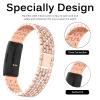 Miimall Compatible for Fitbit Inspire, Inspire 2 & HR Bands - Diamond Crystal Metal Bling Replacement Strap - Rose Gold view 4