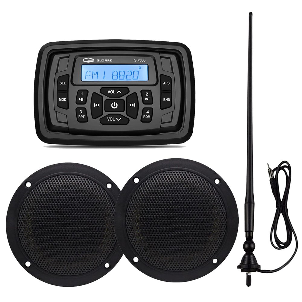 HASDA Bluetooth Marine Radio Car Stereo Dashboard Digital Audio System Receiver Waterproof Boat Speakers FM AM Radio Antenna for ATV UTV RV UV
