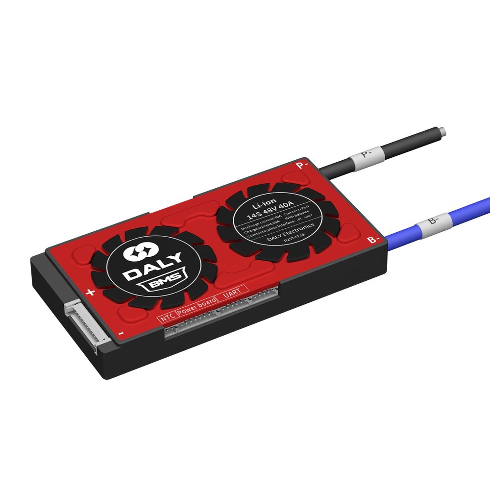 DALY Smart BMS Li-ion 48V 14S 40A with UART Communication, Resetting Bluetooth Module,Common Port for RV Lithium Power Rated 3.7V Converter (Smart BMS,40A)