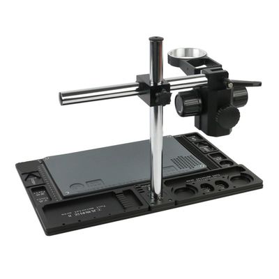 ZTBH Microscope Accessories Kit Multifunction Aluminum Alloy Workbench Big Size Stereo Microscope Stand, 76mm Focus Holder Table Working Stand Microscope Slides (Color : A Set Black)