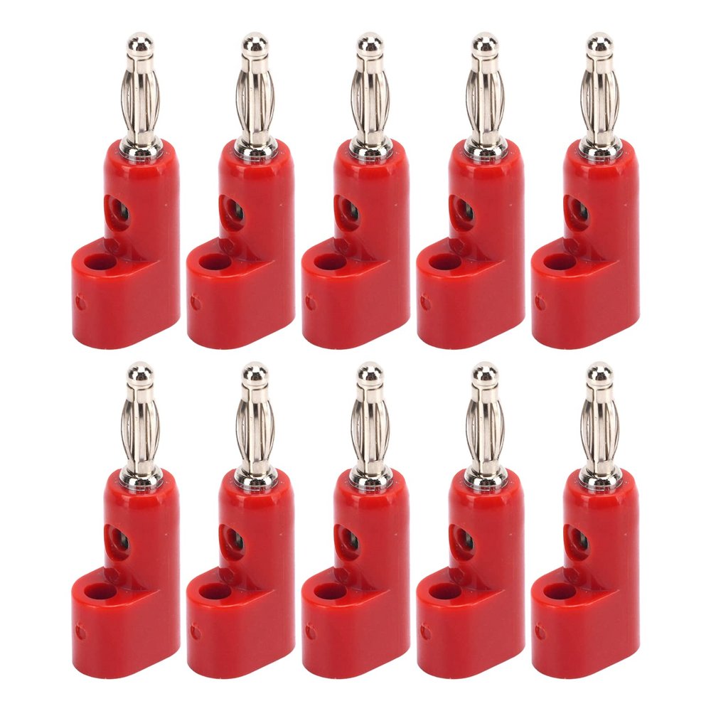 Sonew 4mm Stackable Banana Plugs, Closed Screw, Solderless Stackable Banana Plug Connectors, for Security Accessories, J.10026(red), 10pcs