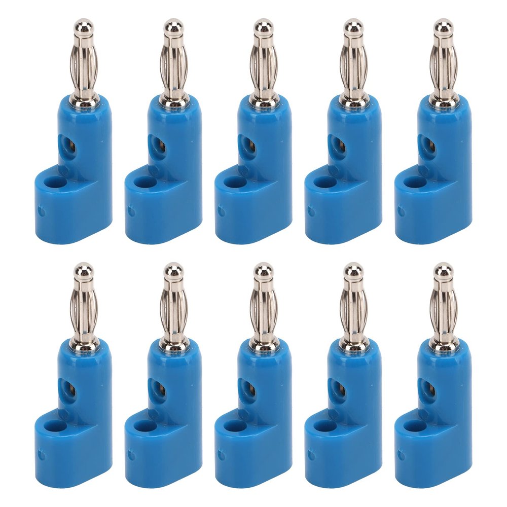 Sonew 10pcs 4mm Banana Plug Solderless Stackable Banana Plug Connectors J.10026(Blue)