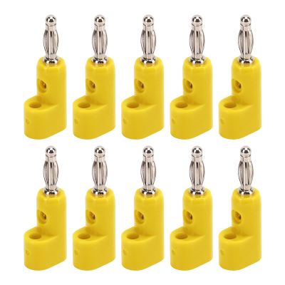 Sonew 10pcs 4mm Banana Plug Solderless Stackable Banana Plug Connectors J.10026(Yellow)