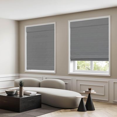 DEZ FURNISHINGS Cordless Room Darkening Classic Roman Shade, 31" W x 64" H, Gray