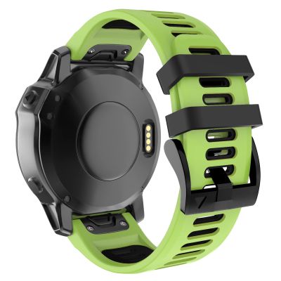 OVERSTEP Compatible with Fenix 6X Watch Band 26mm QuickFit Silicone Strap for Garmin Fenix 7X/Fenix 6X Pro/Fenix 5X/Fenix 5X Plus/Descent Mk2, Mk2i Smartwatch(Green-Black)
