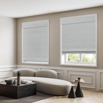 DEZ FURNISHINGS Cordless Room Darkening Classic Roman Shade, 36" W x 64" H, Light Gray