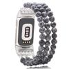 C&L Accessories Compatible with Fitbit Charge 6 Bands/Fitbit Charge 5 Bands Natural Gemstone Beaded Handmade Adjustable Bracelet Replacement Bands for Women (Snowflake Obsidian) view 1