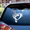 Bass Treble Clef Heart Love Music Decal Vinyl Sticker Die Cut No Background for Car Boat Laptop Choose Size Color (6'' x 5" (15.2cm x 12.8cm), Metallic Silver) view 1