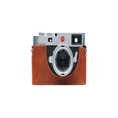 BolinUS For Leica M11 Camera Case, Handmade Genuine Real Leather Half Camera Case Bag Cover for Leica M11 Camera Bottom Opening Version + Hand Strap (Brown)
