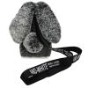 MIOKY Plush Rabbit Case for Samsung Galaxy S22 Ultra 5G, Crossbody Strap Cute Fluffy Fur Bunny Ears Hair Ball Warm Soft Case for Women Girls Shockproof Silicone Bumper Protective Cover,Dark Grey view 1