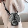 MIOKY Plush Rabbit Case for Samsung Galaxy S22 Ultra 5G, Crossbody Strap Cute Fluffy Fur Bunny Ears Hair Ball Warm Soft Case for Women Girls Shockproof Silicone Bumper Protective Cover,Dark Grey view 4