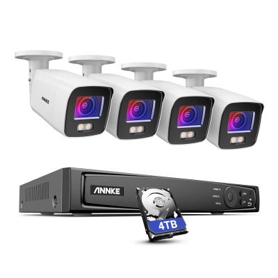 ANNKE NCK800 4K Security Camera System with 8MP Full Color Night Vision, 3pcs H.265+ PoE Wired Bullet 4K Cameras with AI Human Detection, 8CH NVR Recorder with 4TB HDD for 24/7 Video Recording