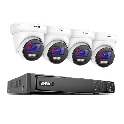ANNKE NCK800 4K Security PoE Camera System with Full Color Night Vision, 8CH 4K NVR with 4pcs 8MP H.265+ PoE IP Turret Cameras, AI Human Detection, 130dB WDR &3D DNR, IP67 Weatherproof(NO HDD)