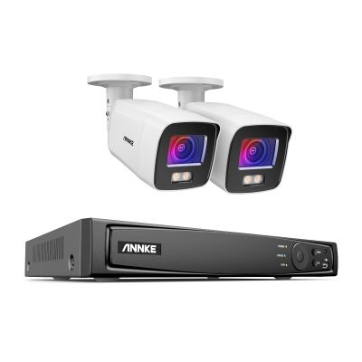 ANNKE NCK800 4K Security PoE Camera System with Full Color Night Vision, 8CH 4K NVR with 2pcs 8MP H.265+ PoE IP Bullet Cameras, AI Human Detection, 130dB WDR &3D DNR, IP67 Weatherproof(NO HDD)