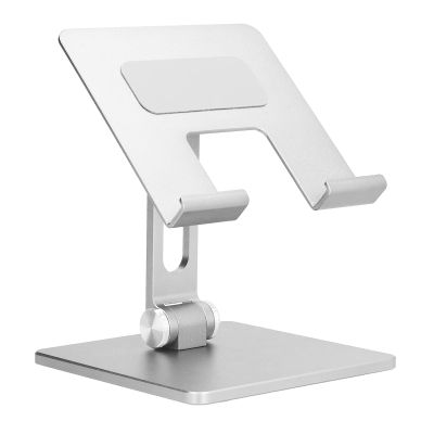 Tablet Stand Holder Adjustable Foldable Aluminium Desktop iPad Stand, Desktop Tablet Mount Compatible with iPad Pro 12.9, Mini, Air, Surface Pro, E-Reader, Phones (Silver)