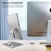 Tablet Stand Holder Adjustable Foldable Aluminium Desktop iPad Stand, Desktop Tablet Mount Compatible with iPad Pro 12.9, Mini, Air, Surface Pro, E-Reader, Phones (Silver) view 3