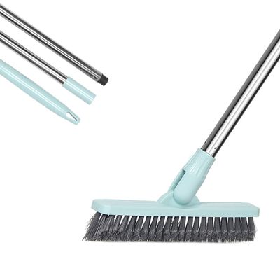 LandHope Tile Grout Brush Crevice Floor Scrub Brush 120Rotatable Bathtub Clean Tool 9.06inches Wide 50inches Long Handle Grout Scrubber Indoor Kitchen Push Broom for Hard to Reach Areas Lengthen