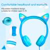 Olyre Kids Headphones with Sharing Port and Microphone, Girls Boys Headphone LED Cat Ears 85dB Volume Limited for Children/Toddler Wired On Ear for Tablets/E-Readers/Online/School/Travel - Blue view 2