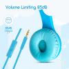 Olyre Kids Headphones with Sharing Port and Microphone, Girls Boys Headphone LED Cat Ears 85dB Volume Limited for Children/Toddler Wired On Ear for Tablets/E-Readers/Online/School/Travel - Blue view 3