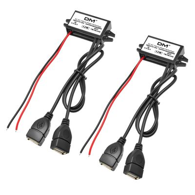 2-Pack DC 12V 20V to 5V 3A USB, Aideepen USB Female DC Converter Adapter Buck Module, for Car Power,Golf Cart Scooters, Motors and DIY(Dual USB Port)