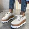 Bcshiye Women's Casual Summer Dressy Platform Sandals Fashion Square Toe Lace-up Working Walking Wedge Oxford Shoes view 3