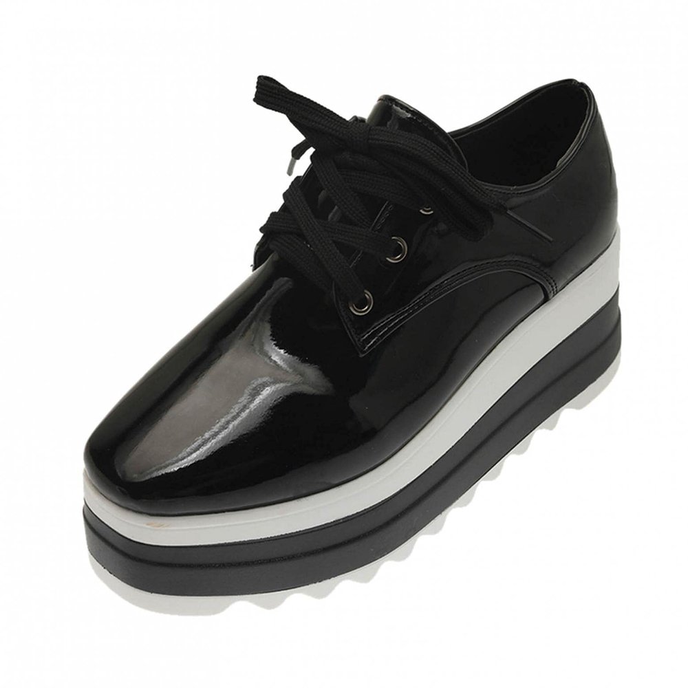 Bcshiye Women's Casual Summer Dressy Platform Sandals Fashion Square Toe Lace-up Working Walking Wedge Oxford Shoes