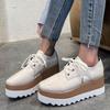 Bcshiye Women's Casual Summer Dressy Platform Sandals Fashion Square Toe Lace-up Working Walking Wedge Oxford Shoes view 2