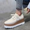 Bcshiye Women's Casual Summer Dressy Platform Sandals Fashion Square Toe Lace-up Working Walking Wedge Oxford Shoes view 4