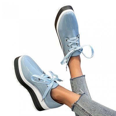 Bcshiye Women's Casual Summer Dressy Platform Sandals Fashion Square Toe Lace-up Working Walking Wedge Oxford Shoes