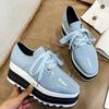 Bcshiye Women's Casual Summer Dressy Platform Sandals Fashion Square Toe Lace-up Working Walking Wedge Oxford Shoes view 3