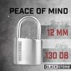 Blackstone 12mm 304 Stainless Steel 130 dB Alarm Pad Lock w/Heavy Duty Chain view 4