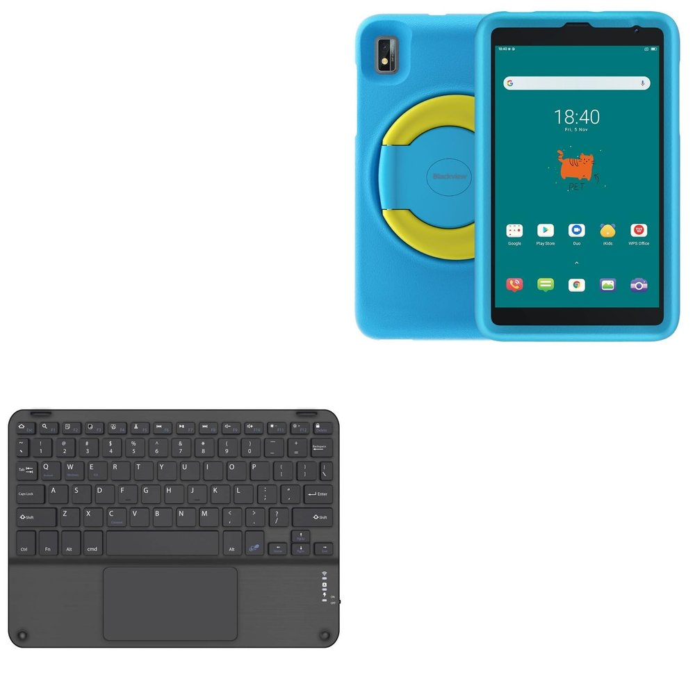 BoxWave Keyboard Compatible with Blackview Tab 6 Kids - SlimKeys Bluetooth Keyboard with Trackpad, Portable Slim TouchPad - Jet Black