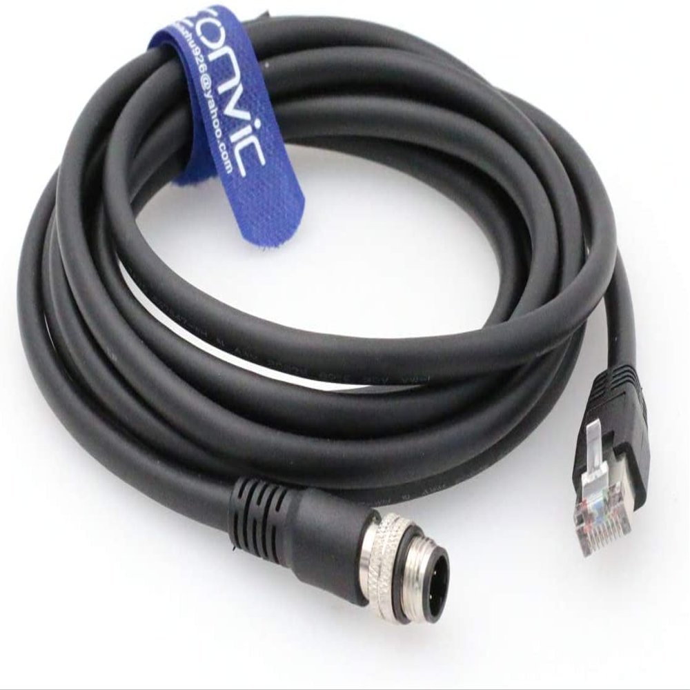 Eonvic 4 pin M12 D-Code RJ45 Gigabit Cognex Industrial Camera High Flex Cable (5M, M12 4pin Cable)