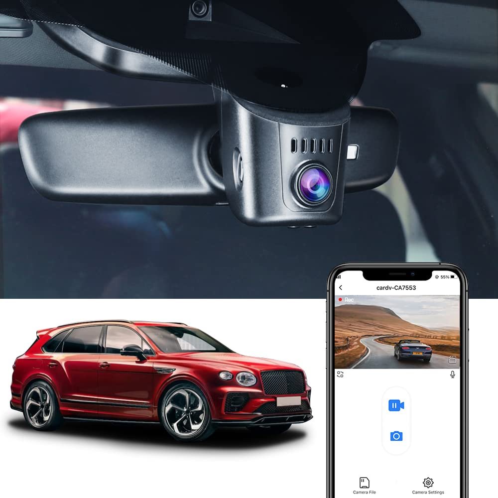 Dash Cam for Bentley Bentayga 2017 2018 2019 2020 2021 V8 Hybrid Black Speed W12, Fitcamx 4K Stealth Car Recorder, Ultra HD Video WiFi & APP, Collision Detection, OEM Look, Easy to Install, 64GB Card