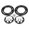 XMMT Motorcycle Flames Audio Bezels Trim Rear Speaker Grills Accent Cover for Harley Electra Glide Street Glide Trikes Road Glide Ultra FLTRU 1996-2013, Gloss Black view 4
