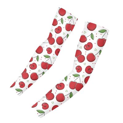 Binienty Fruit Cherry Print Arm Sleeves for Women Men,UV Protection Cooling Fitness Arm Sleeves