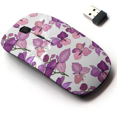 2.4G Wireless Mouse with Cute Pattern Design for All Laptops and Desktops with Nano Receiver - Floral Romantic Flowers