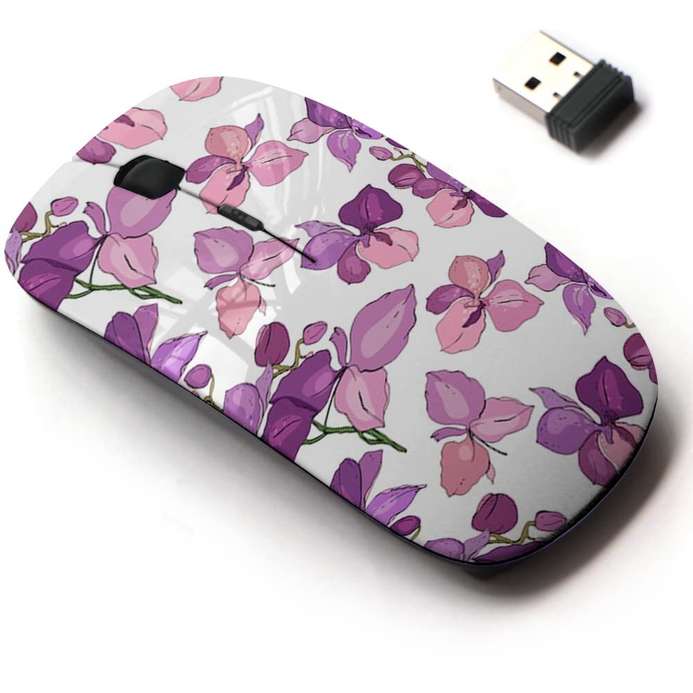 2.4G Wireless Mouse with Cute Pattern Design for All Laptops and Desktops with Nano Receiver - Floral Romantic Flowers